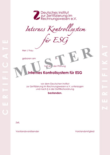 Bild Musterzertifikat IKS für ESG