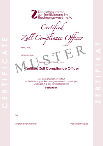 Bild Musterzertifikat IKS für ESG